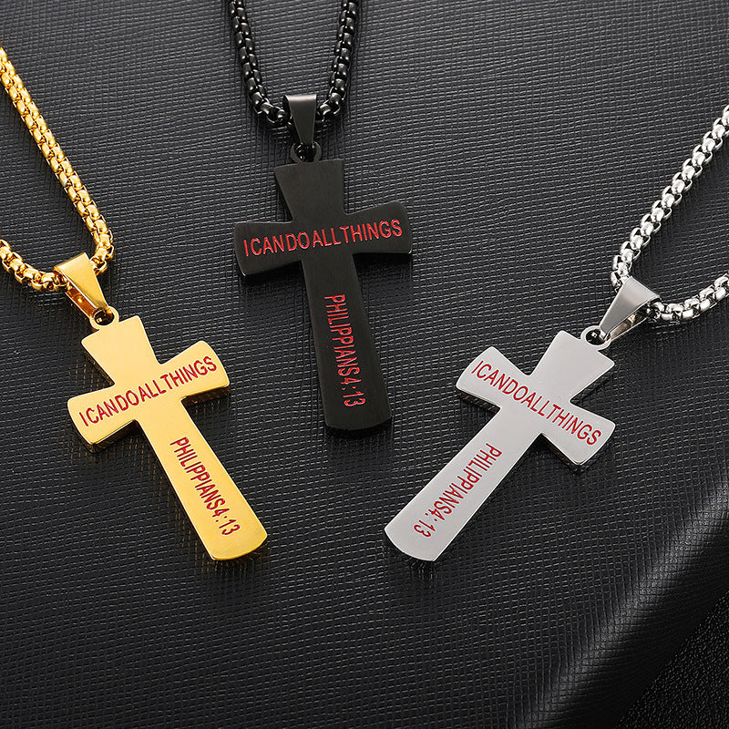 Cross necklace with hot sale bible verse