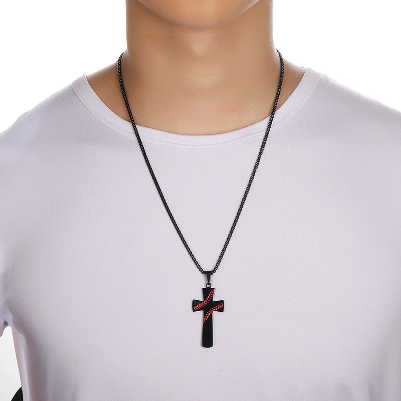 Sport Baseball Cross Pendant Necklace Stainless Steel Baseball Charm Long  Chain Necklace for Men Women Jewelry | Wish